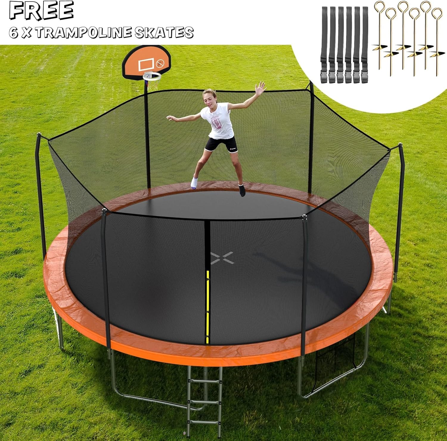 AOTOB 8FT 10FT 12FT 14 FT 15FT Trampoline with Safety Enclosure Net Outdoor Trampoline wourant