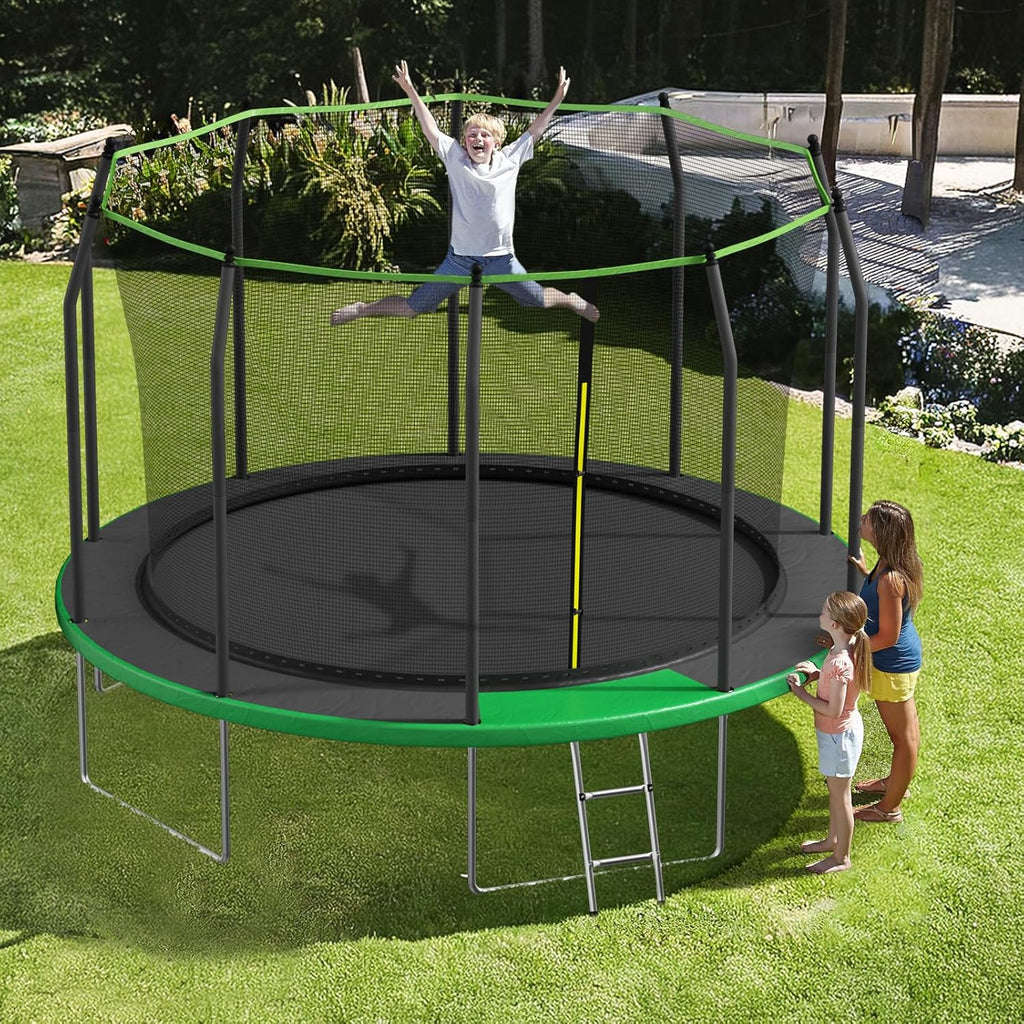 AOTOB 8FT 10FT 12FT 14 FT 15FT Trampoline with Safety Enclosure Net Outdoor Trampoline wourant