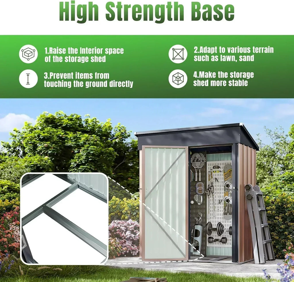 Aoxun 6.2x4 FT Shed Outdoor Storage Shed Metal Garden Shed Sloping Roof Tool Shed Bike Shed wourant