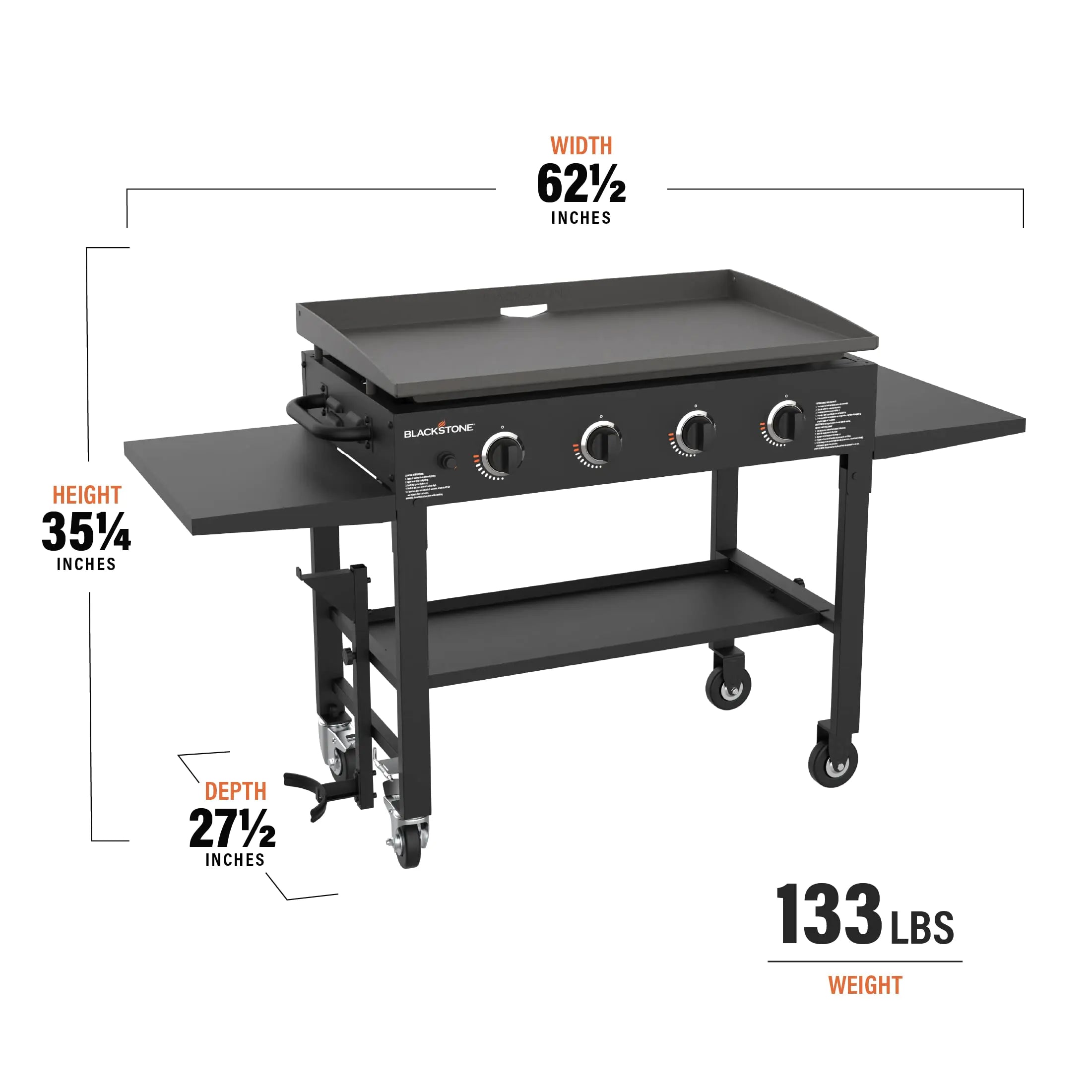 Blackstone 36 Inch Gas Griddle Cooking Station 4 Burner Flat Top Gas Grill Propane Fuelled wourant