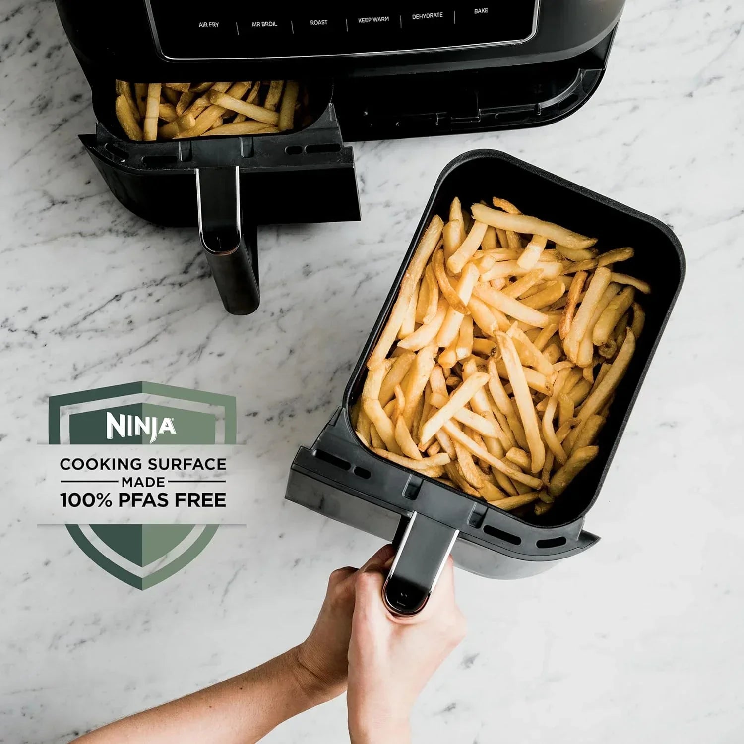 Ninja Foodi 6-in-1 FlexBasket Air Fryer with 7 QT MegaZone Basket Divider for Large Proteins wourant