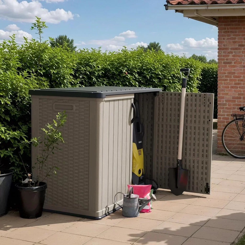Devoko Outdoor Storage Cabinet 26 Cu Ft with Lockable Doors Horizontal Storage Shed Waterproof wourant