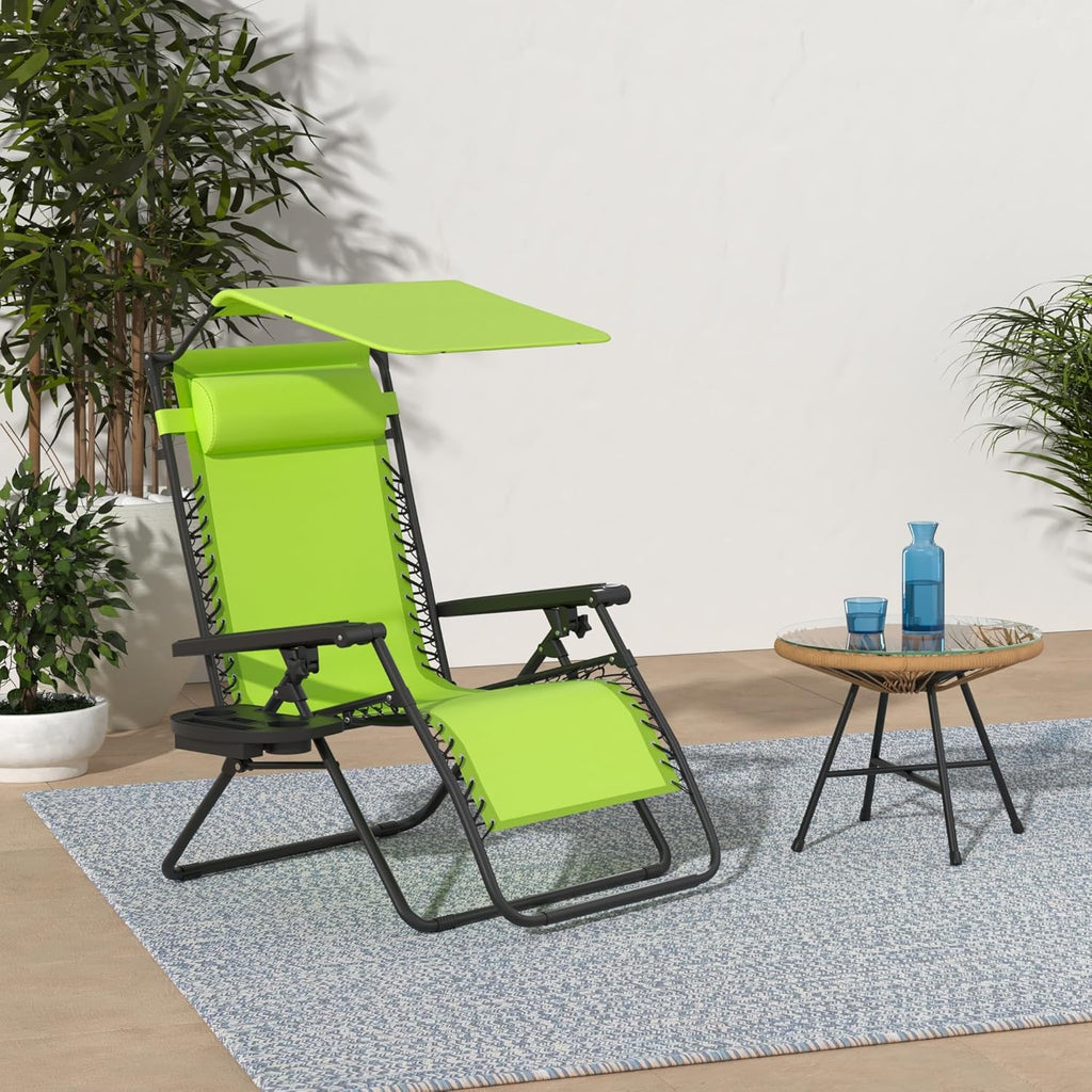 Best Choice Products Folding Zero Gravity Recliner Patio Lounge Chair Adjustable Canopy Shade wourant