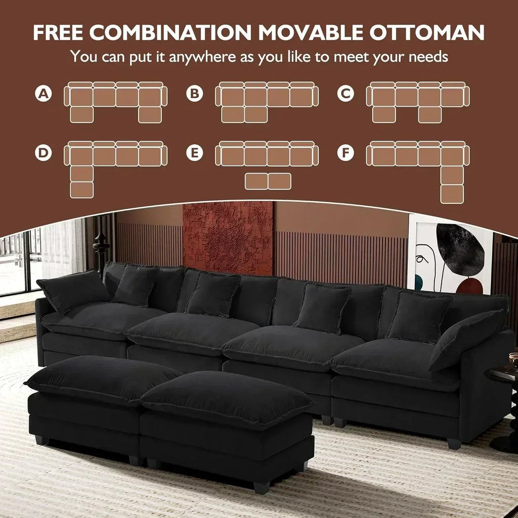 ihanherry 146-inch U-shaped modern sofa modular area cloud sofa wourant