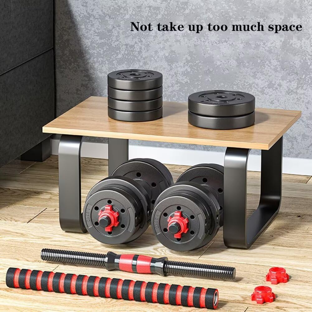 Adjustable dumbbell set, free weight dumbbell pair convertible into barbell wourant