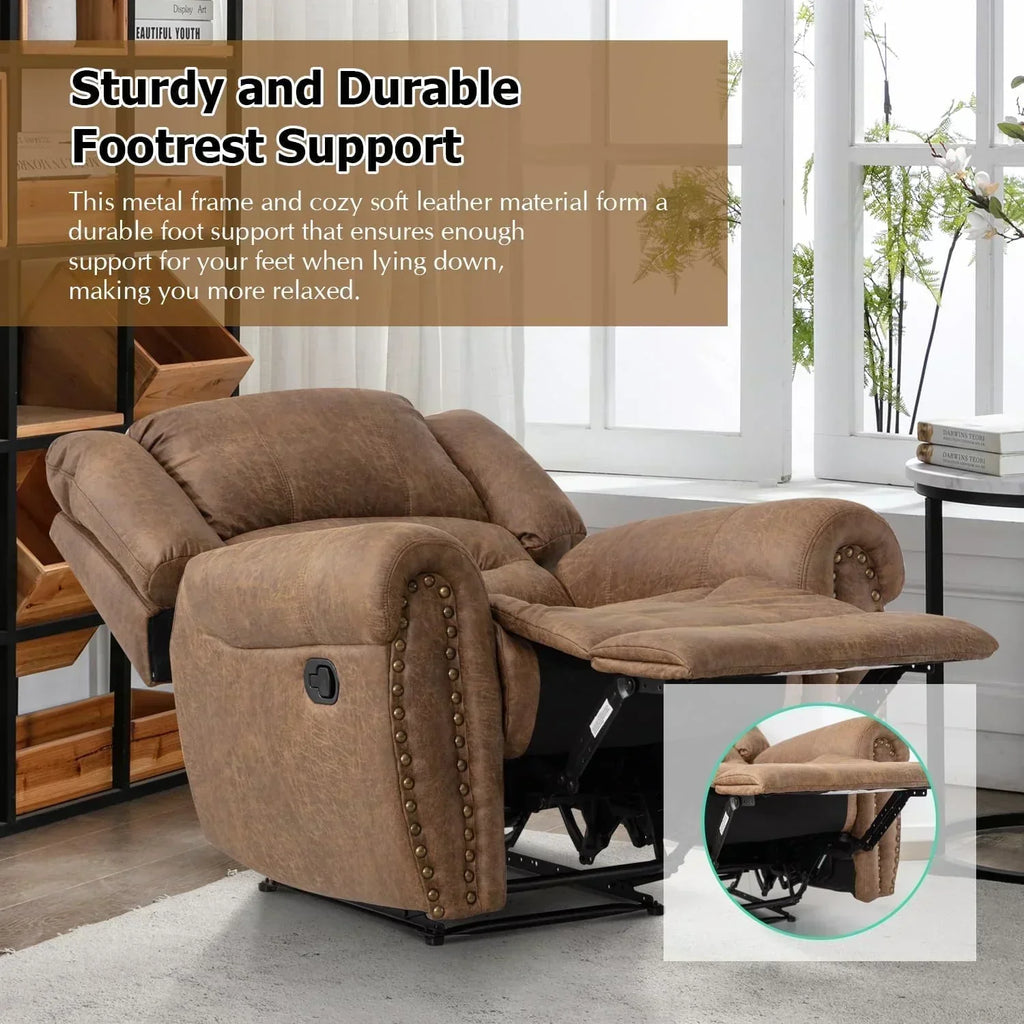 Leather recliner classic traditional manual recliner single sofa for living room wourant