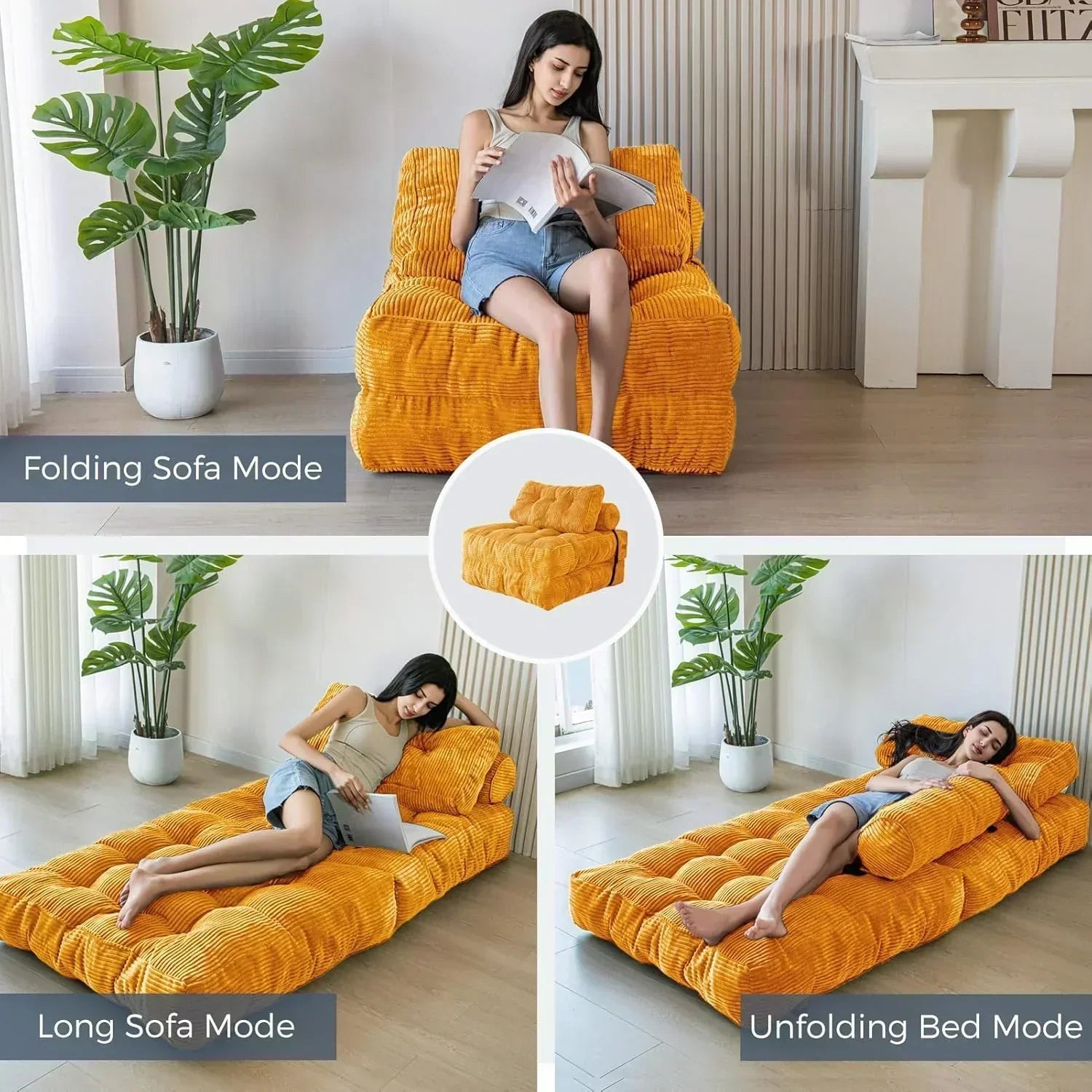 MAXYOYO Folding Sofa Bed Convertible Sleeper Chair with Pillow Foldable Mattress with Back Support wourant