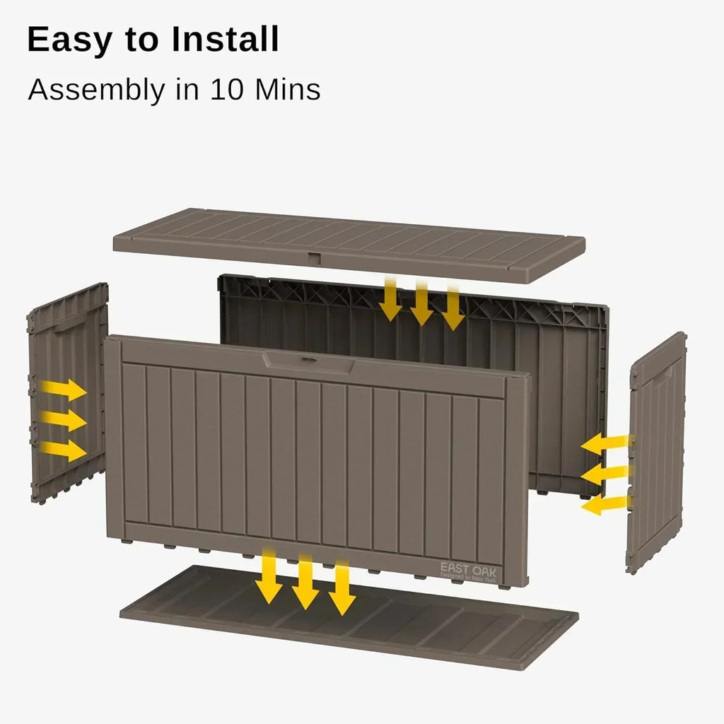 EAST OAK Outdoor Storage Box 60 Gallon Deck Box Indoor and Outdoor Use Waterproof Resin Storage wourant