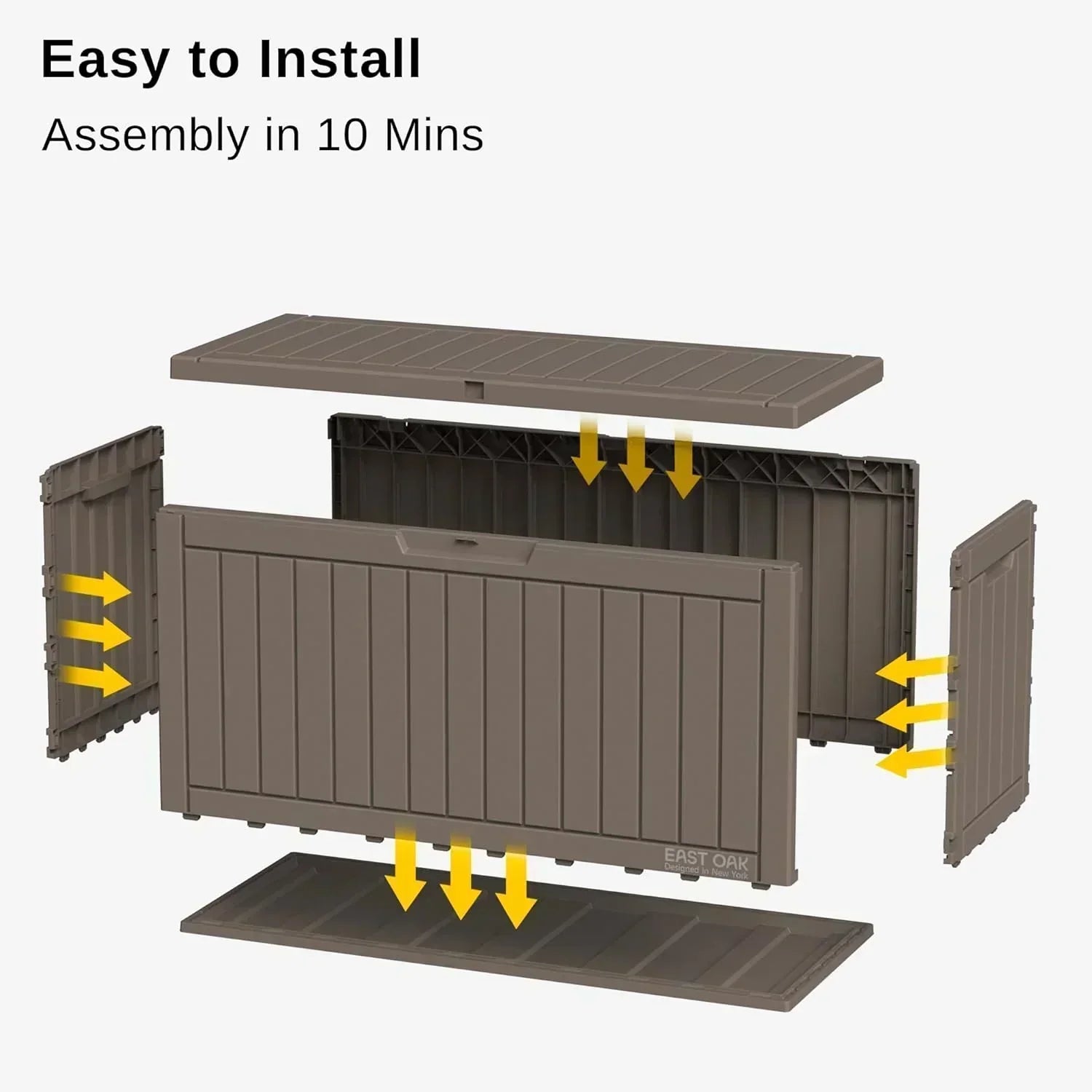 EAST OAK Outdoor Storage Box 60 Gallon Deck Box Indoor and Outdoor Use Waterproof Resin Storage wourant