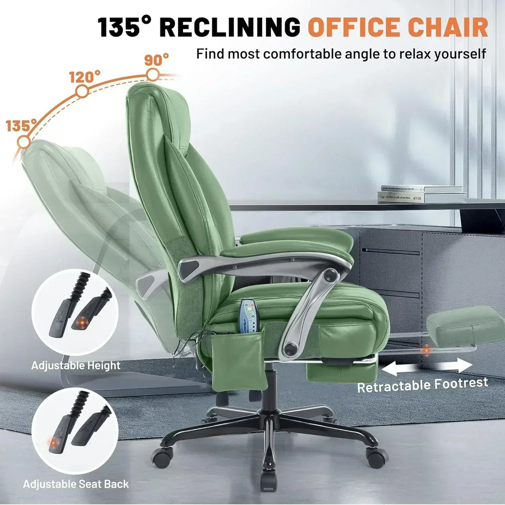Massage Office Chair with Heating and Footrest Ergonomic Executive Reclining Office Chair wourant