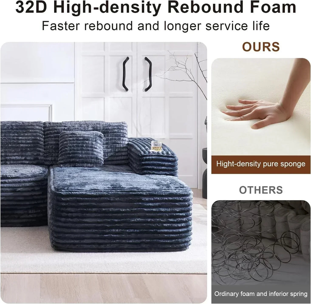 Cloud Sectional Couch with L Shape Chaise Modern Modular Sofa with Deep Seat Built in Cup Holder wourant