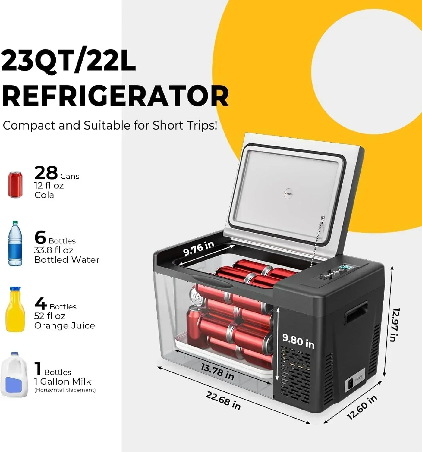 BougeRV 12 Volt Refrigerator 12V Car Fridge 23 Quart Portable Freezer Compressor Cooler wourant