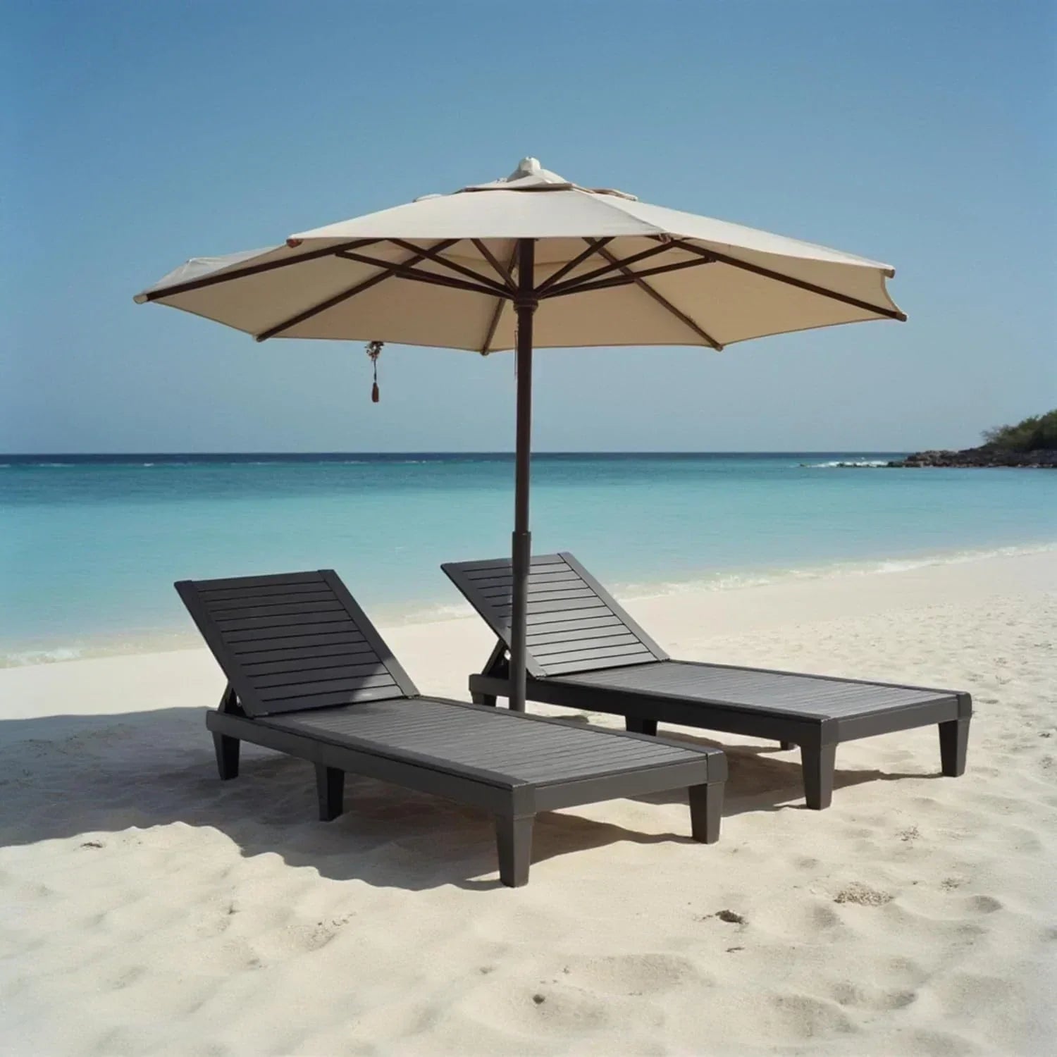 Patio Chairs Black Chaise Lounge Chair Outdoor 5-Position Adjustable Sun Tanning Chair wourant