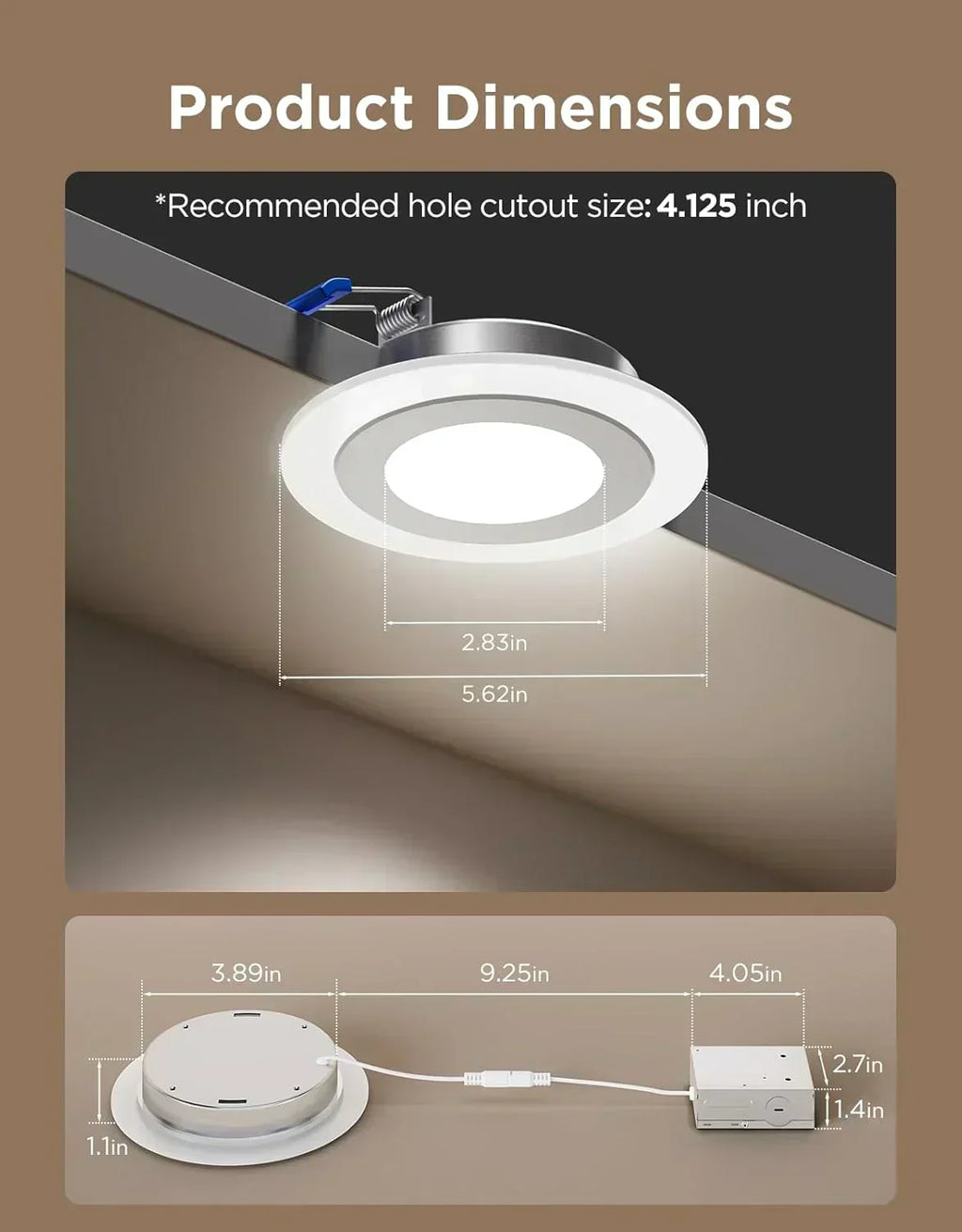 Smart Recessed Lighting 6" Dimmable 1100LM Canless Downlight with Junction Box wourant