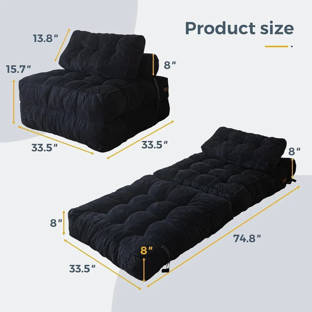 MAXYOYO Folding Sofa Bed Convertible Sleeper Chair with Pillow Foldable Mattress with Back Support wourant