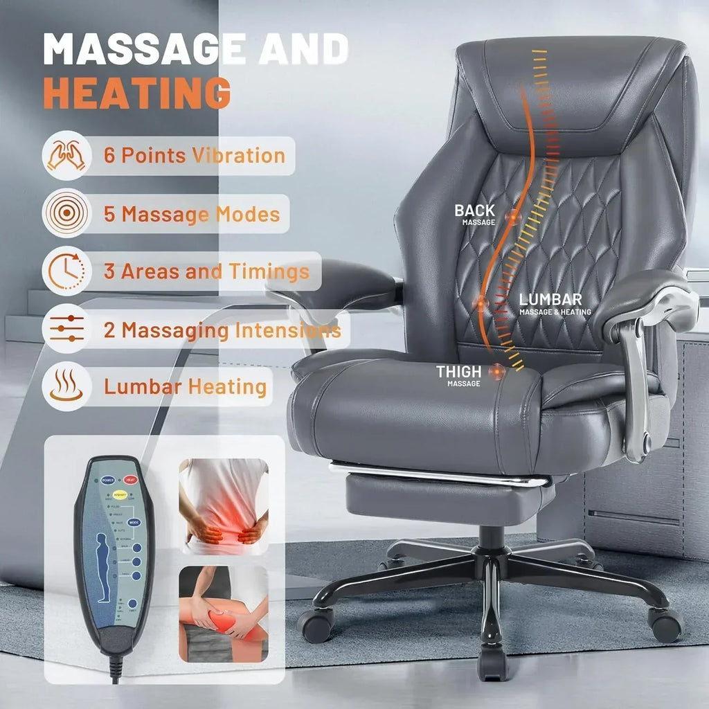 Massage Office Chair with Heating and Footrest Ergonomic Executive Reclining Office Chair wourant