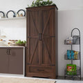 JXQTLINGMU Farmhouse Kitchen Pantry 72" Tall Wood Kitchen Storage Cabinet Adjustable Shelves wourant