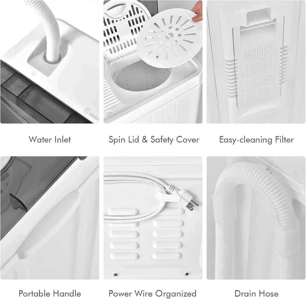 COSTWAY Double Tub 26 lb Capacity Laundry 18 lb 8 lb Spin Combo Drain Pump Washing Machine wourant