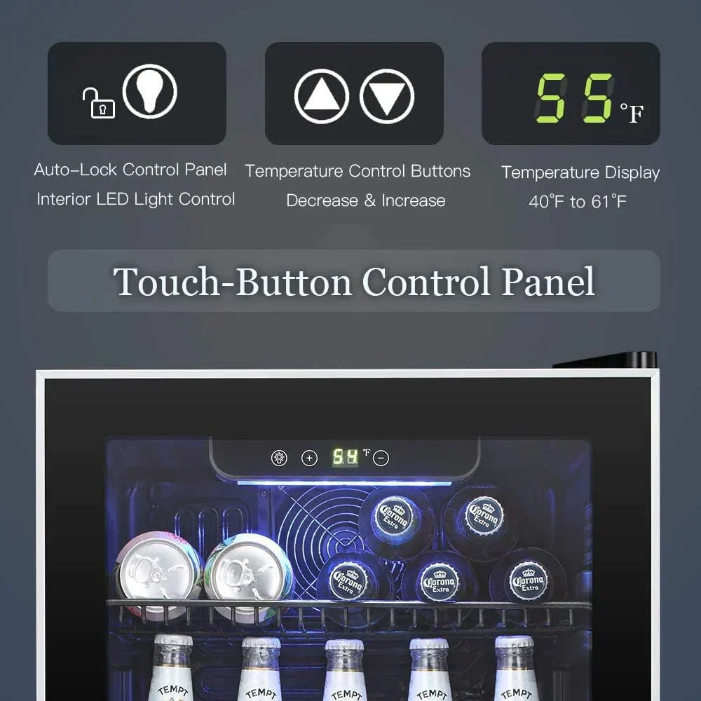 Antarctic Star Beverage Refrigerator Cooler 68 Can Mini Fridge with Glass Door for Beer Drinks Wine wourant