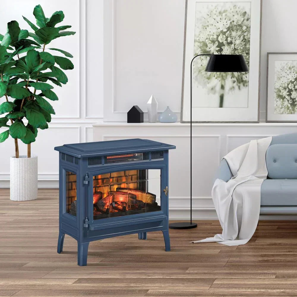 Freestanding Electric Fireplace Stove Heater with 3D Flame Effect for 1000 Sq. Ft wourant