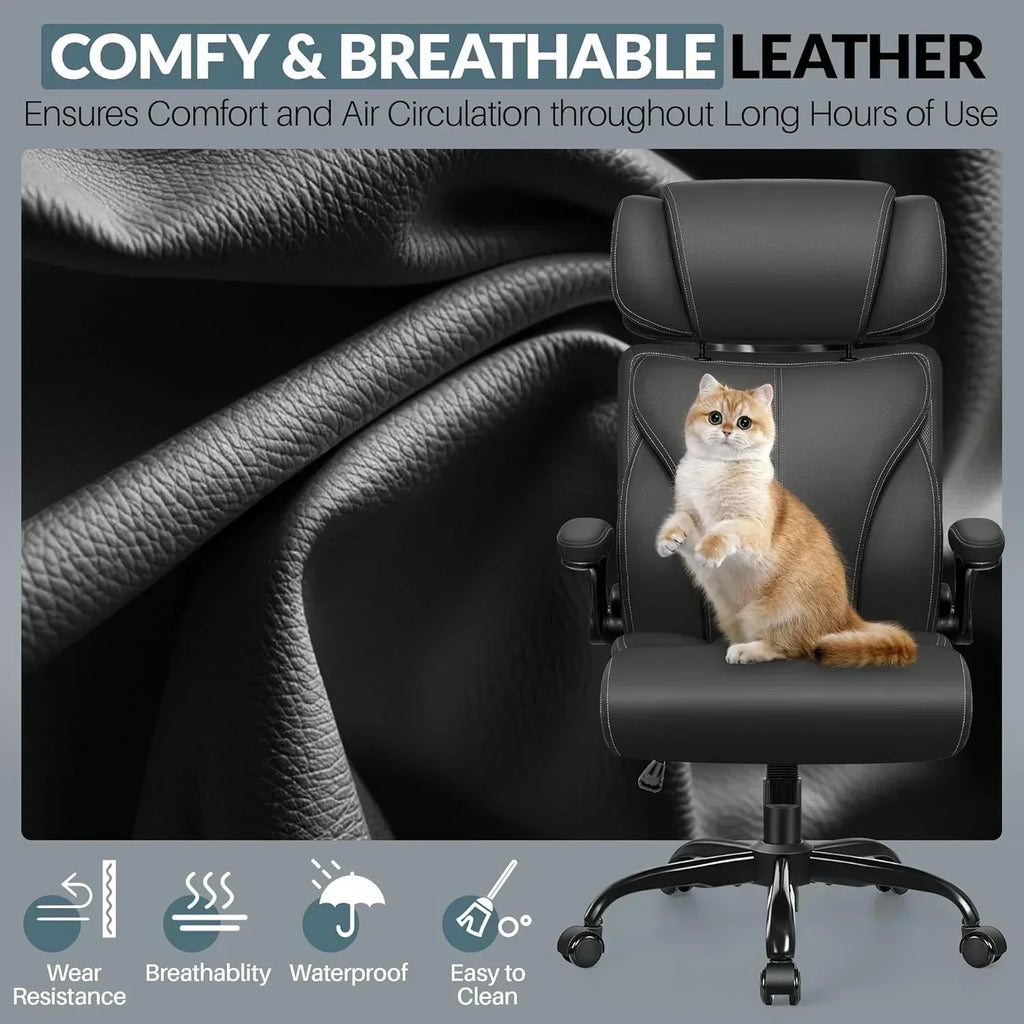 Office Chair Large High-Foot Computer Desk Chair Chair Lumbar Support Rotating Computer Chair wourant