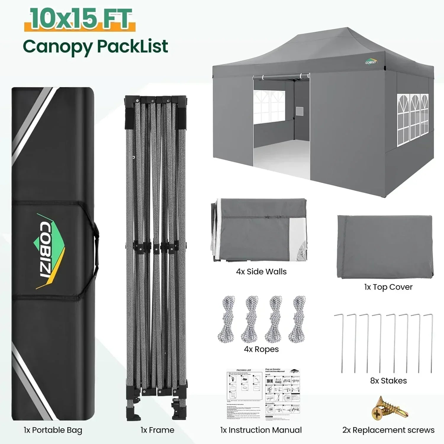 COBIZI 10x20 Heavy Duty Pop up Canopy Tent 6 sidewalls Commercial Canopy Wedding Party Tents wourant