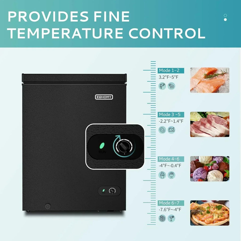 EUHOMY 3.5 Cu.Ft Chest Freezer with Removable Basket Small Deep Freezer Adjustable 7 Thermostat wourant