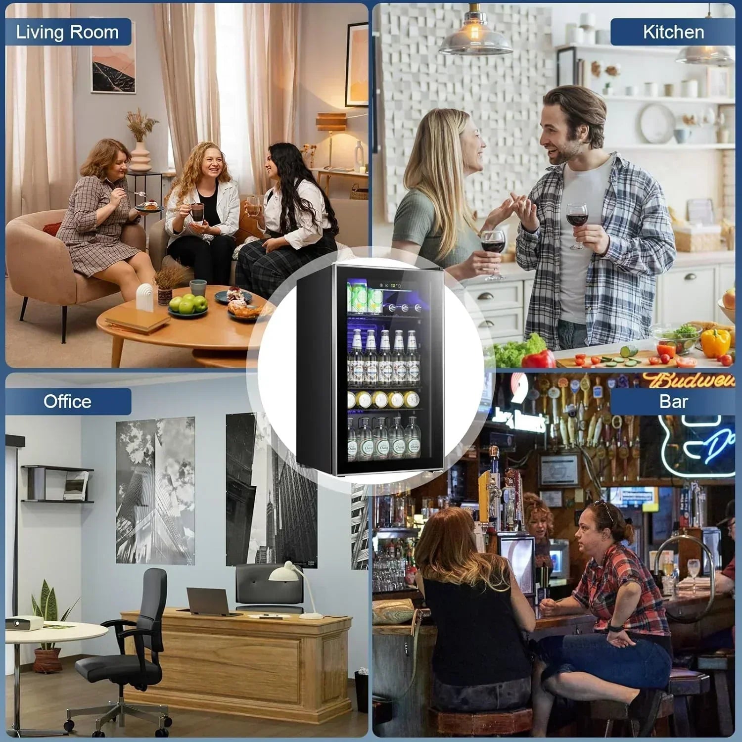 Antarctic Star Beverage Refrigerator Cooler 68 Can Mini Fridge with Glass Door for Beer Drinks Wine wourant