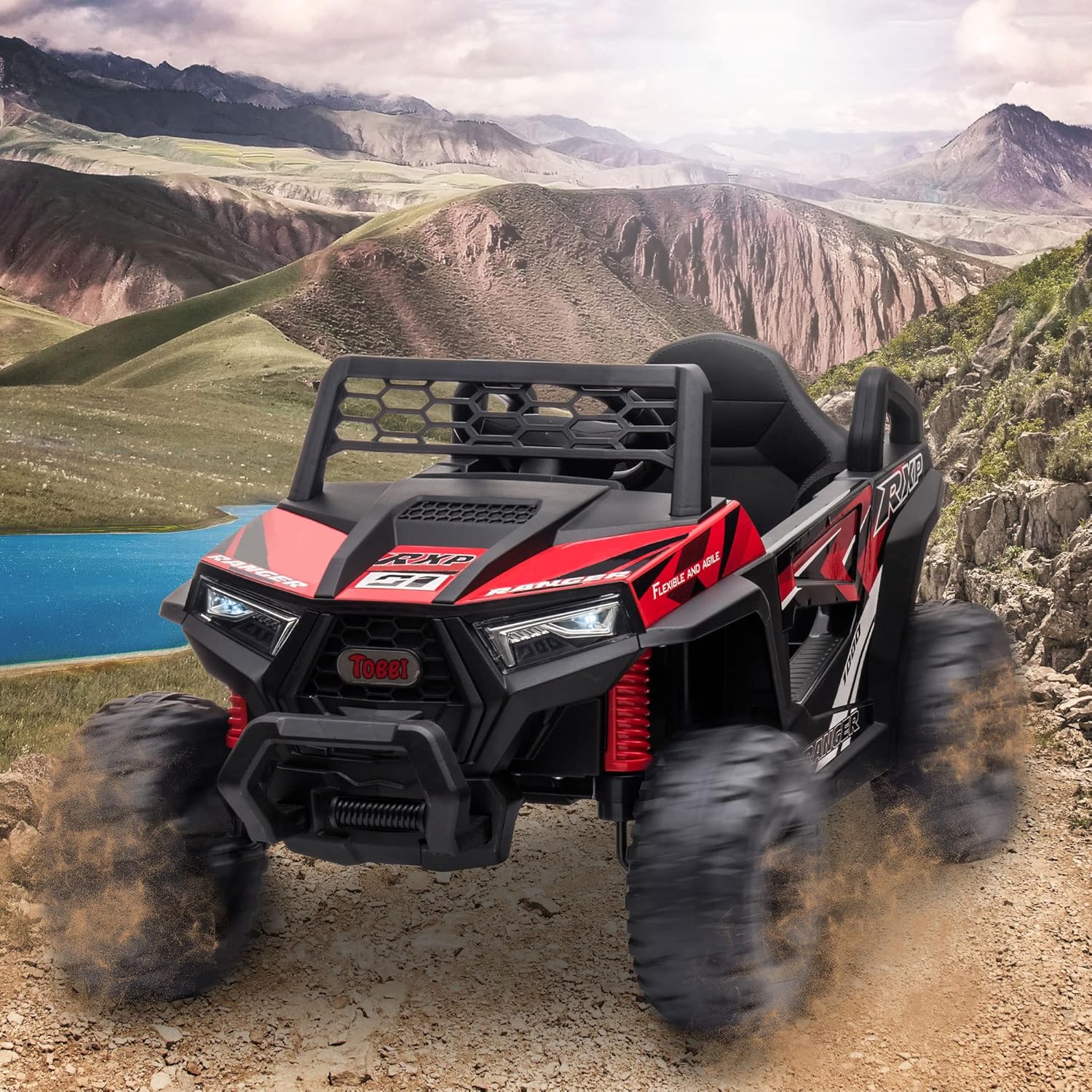 TOBBI 12V Kids Ride on Car Electric Off-Road UTV Truck with Diverse Functions Double Open Doors wourant