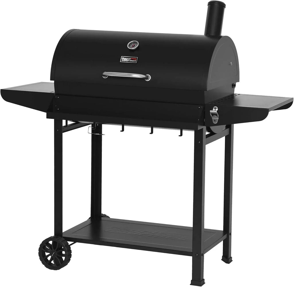 Royal Gourmet CC1830T 30-Inch Barrel Charcoal Grill Warming Rack Front Storage Basket BBQ Grill wourant