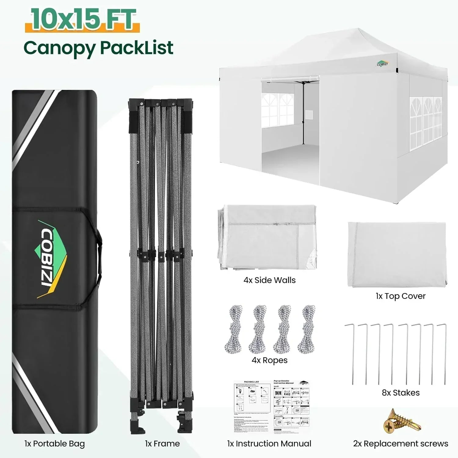 COBIZI 10x20 Heavy Duty Pop up Canopy Tent 6 sidewalls Commercial Canopy Wedding Party Tents wourant