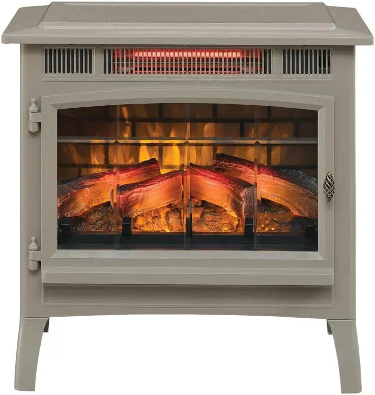 Freestanding Electric Fireplace Stove Heater with 3D Flame Effect for 1000 Sq. Ft wourant