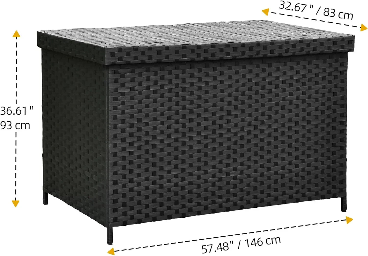 DWVO 70Gal Outdoor Storage Bench with Cushion Composite Wood Backrest Wicker Deck Bench wourant