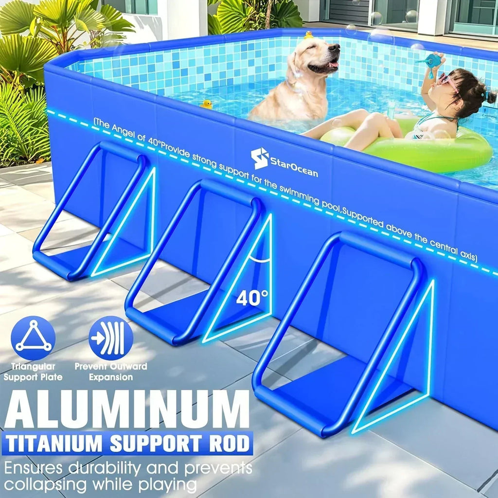 Foldable Pool Large Non-Inflatable Swimming Pool Kids Adult Collapsible Pools Hard Plastic Shell wourant