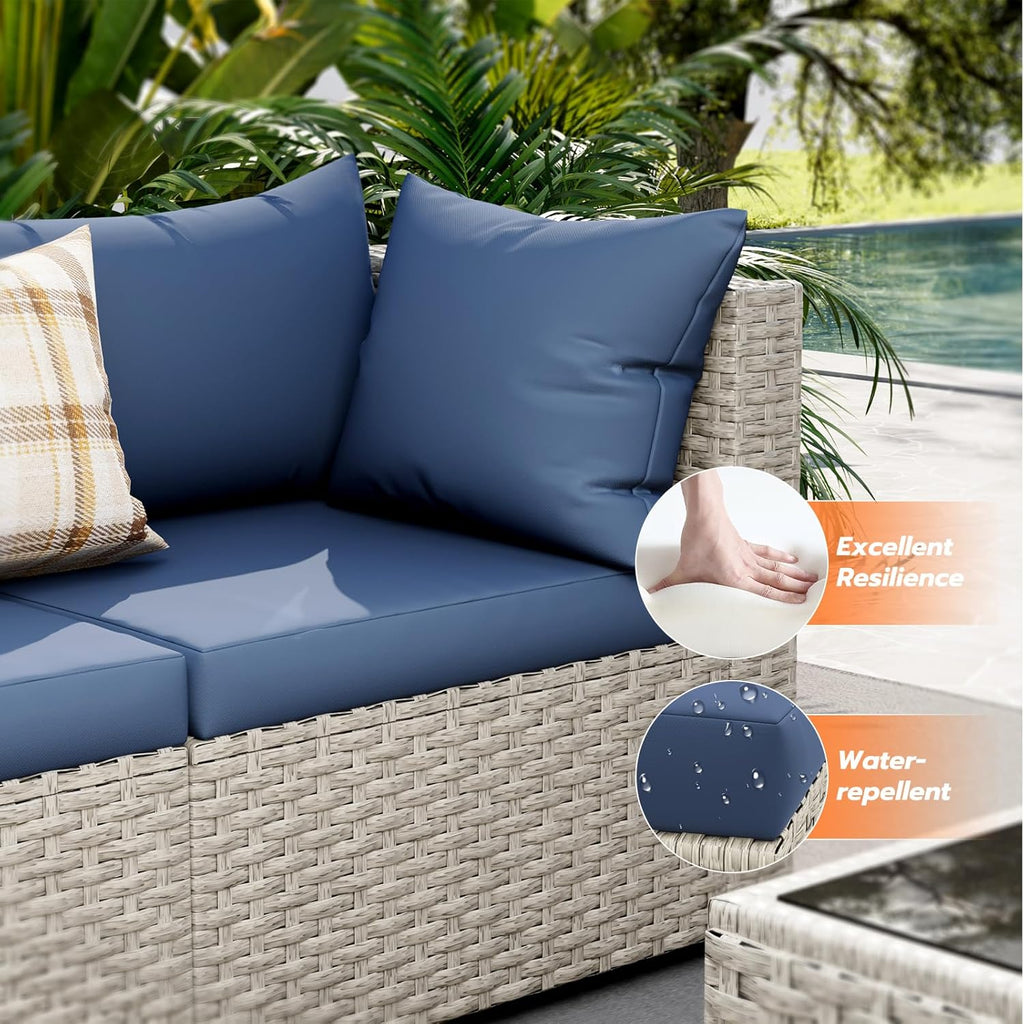 UDPATIO Outdoor Patio Furniture Set 7-Piece PE Wicker Sectional Sofa Outdoor Conversation Set wourant