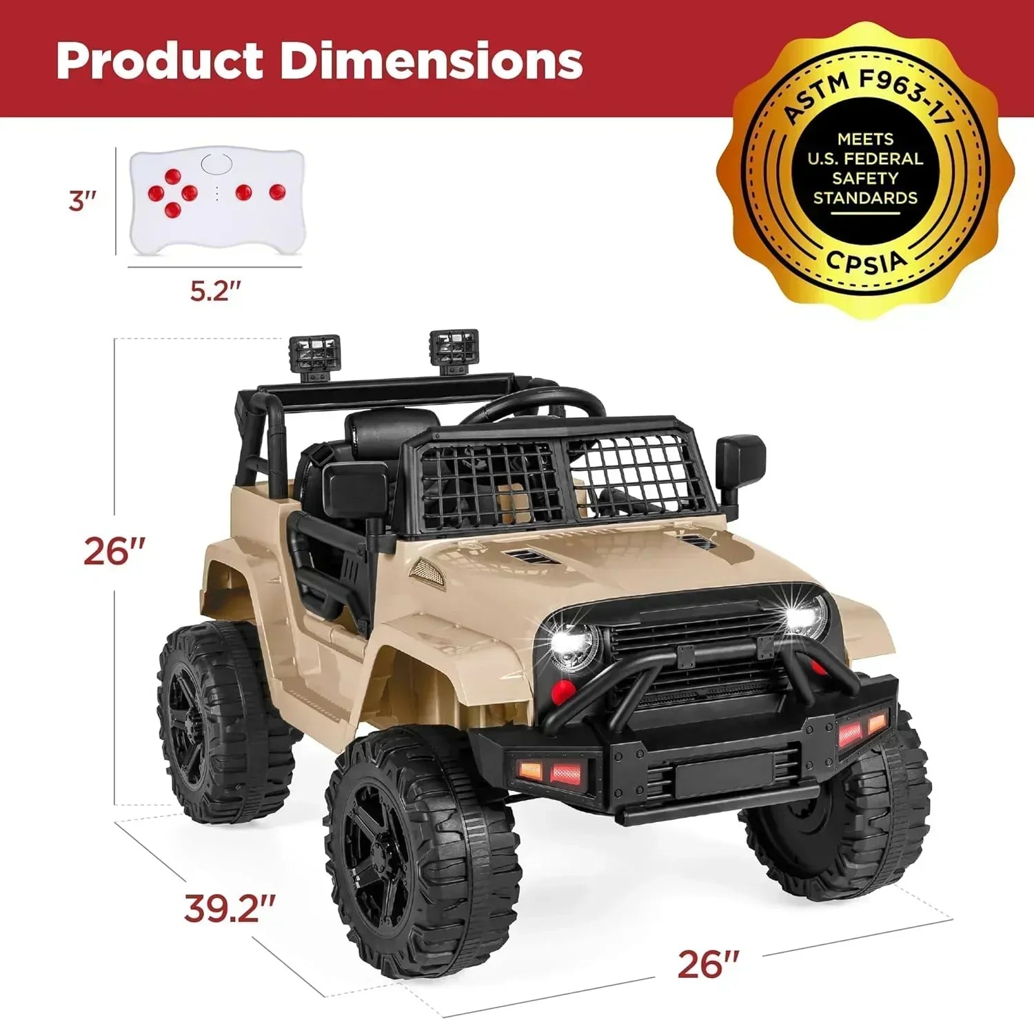 Best Choice Products 12V Kids Ride-On Truck Car with Spring Suspension and LED Lights wourant