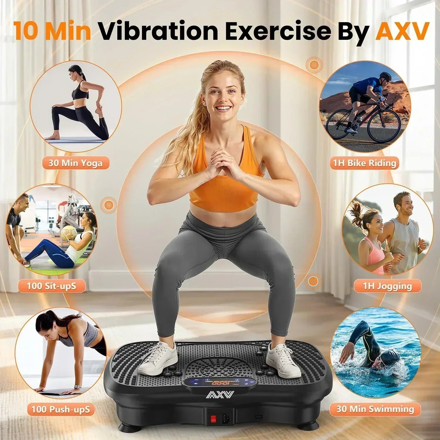 AXV Vibration Plate Fitness Platform Trainer Suitable for men and women to lose weight wourant