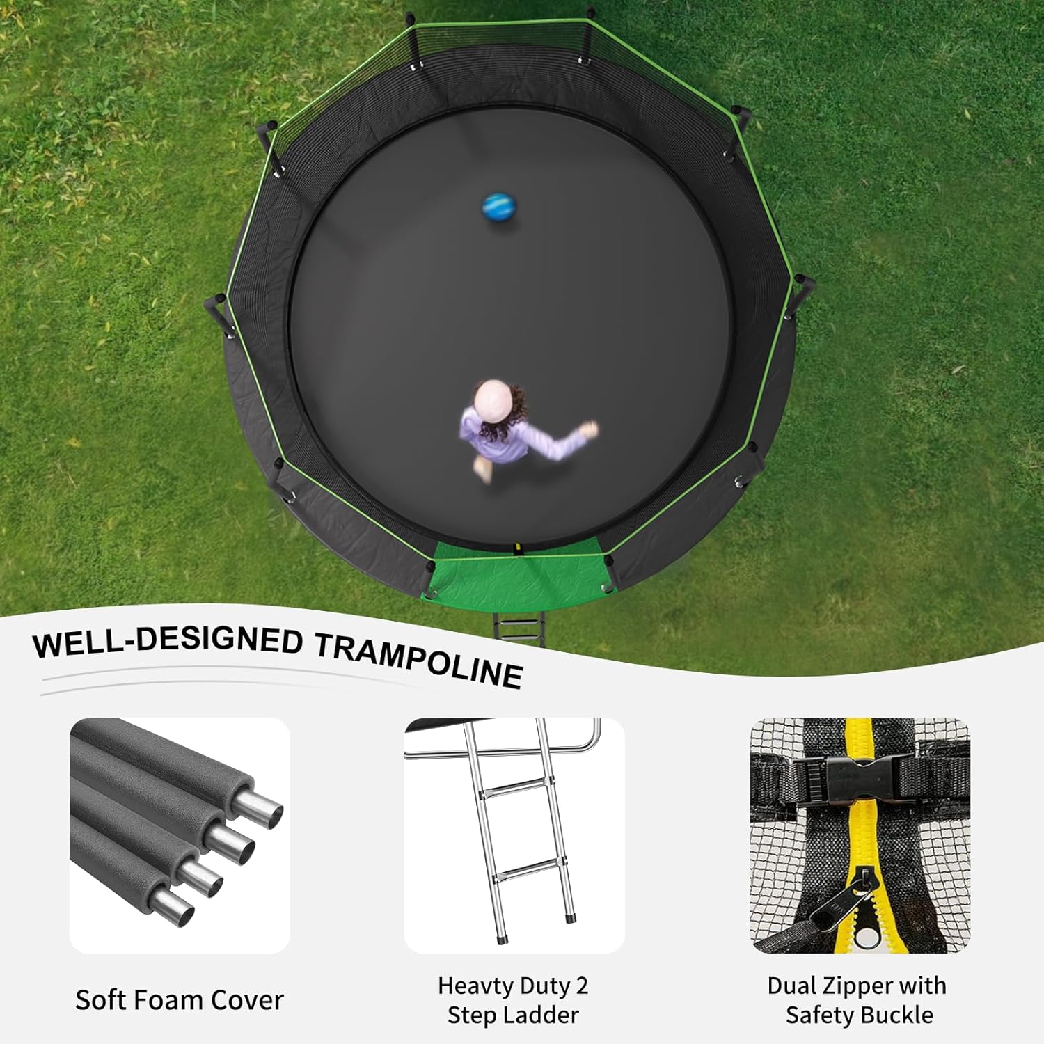 AOTOB 8FT 10FT 12FT 14 FT 15FT Trampoline with Safety Enclosure Net Outdoor Trampoline wourant