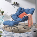 Casual Outdoor Rocking Chair with Ottoman Patio Rocker Egg Recliner Chairs wourant
