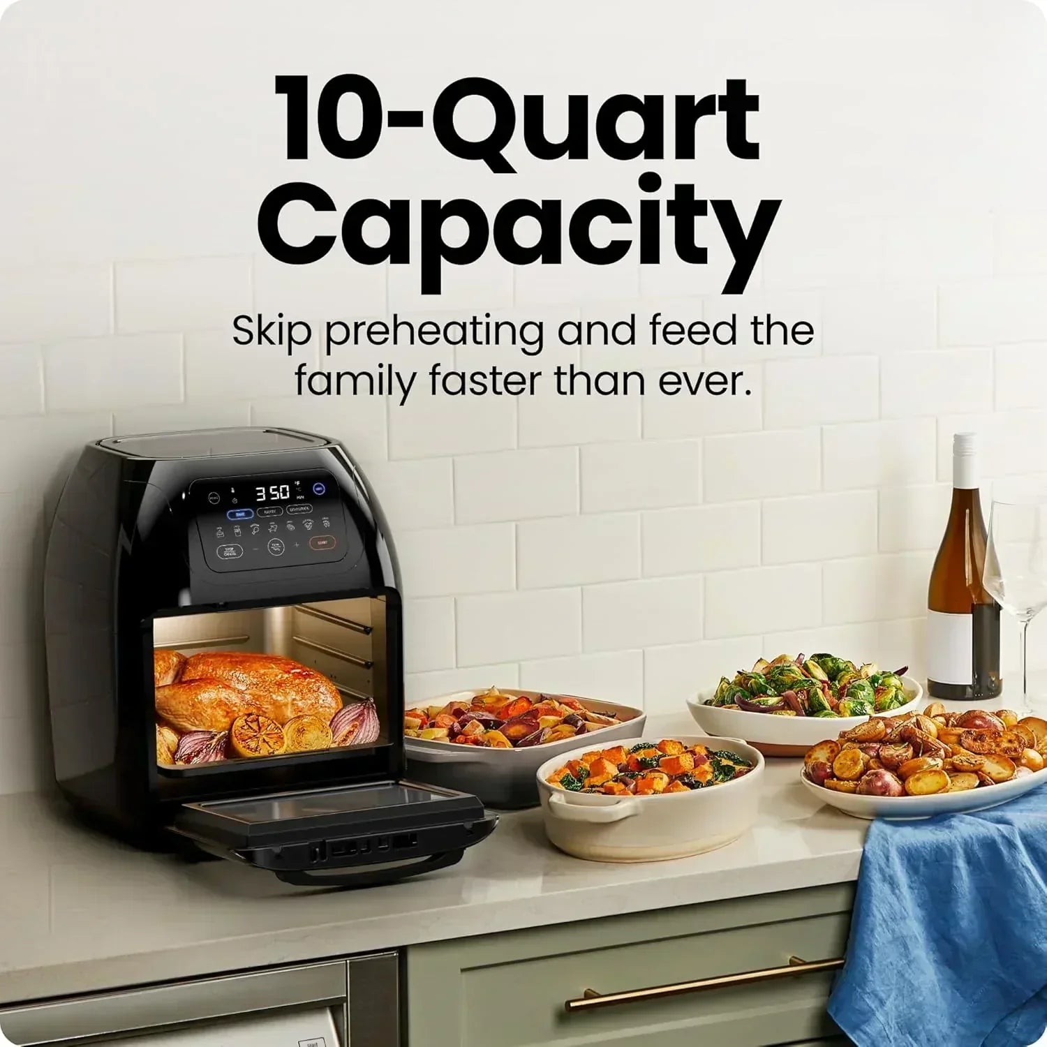 Chefman Compact 6.3-Quart Digital Air Fryer with Rotisserie Dehydrator and Convection Oven wourant