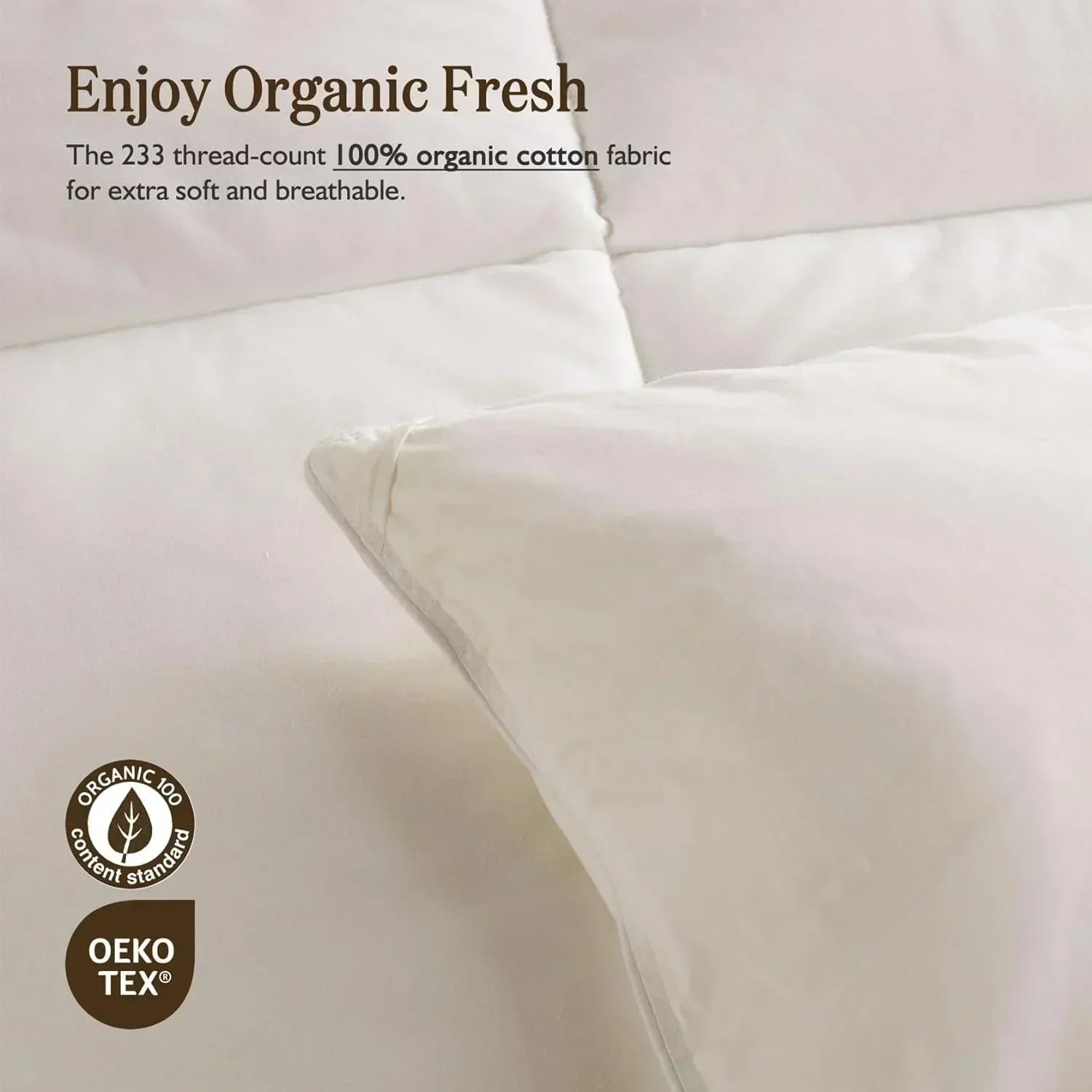 Organic down comforter queen size fluffy down core 100% cotton cover fluffy down filling wourant