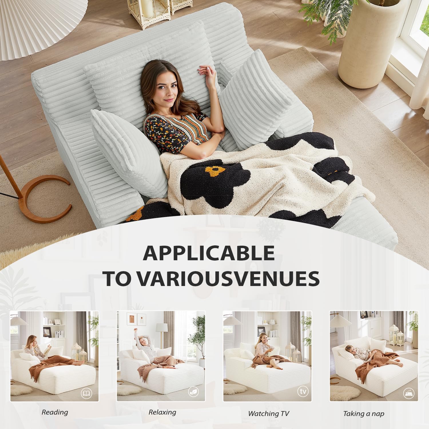 50-inch indoor recliner oversized corduroy upholstered boneless sofa bed deep sleeper sofa wourant