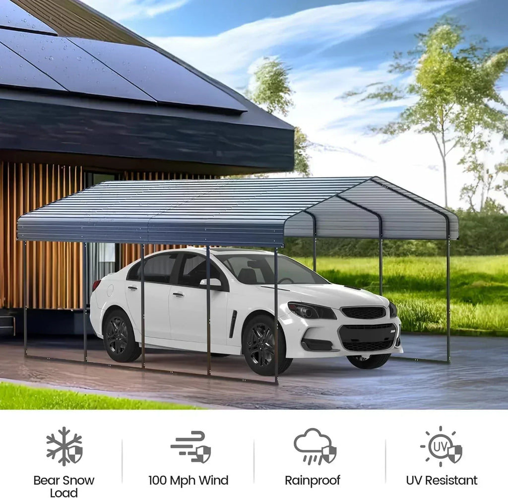 10'x15' Heavy Duty Metal Carport Outdoor Garage Car Shelter Shade with Heavier Frame wourant