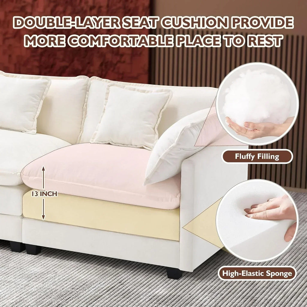 ihanherry 146-inch U-shaped modern sofa modular area cloud sofa wourant