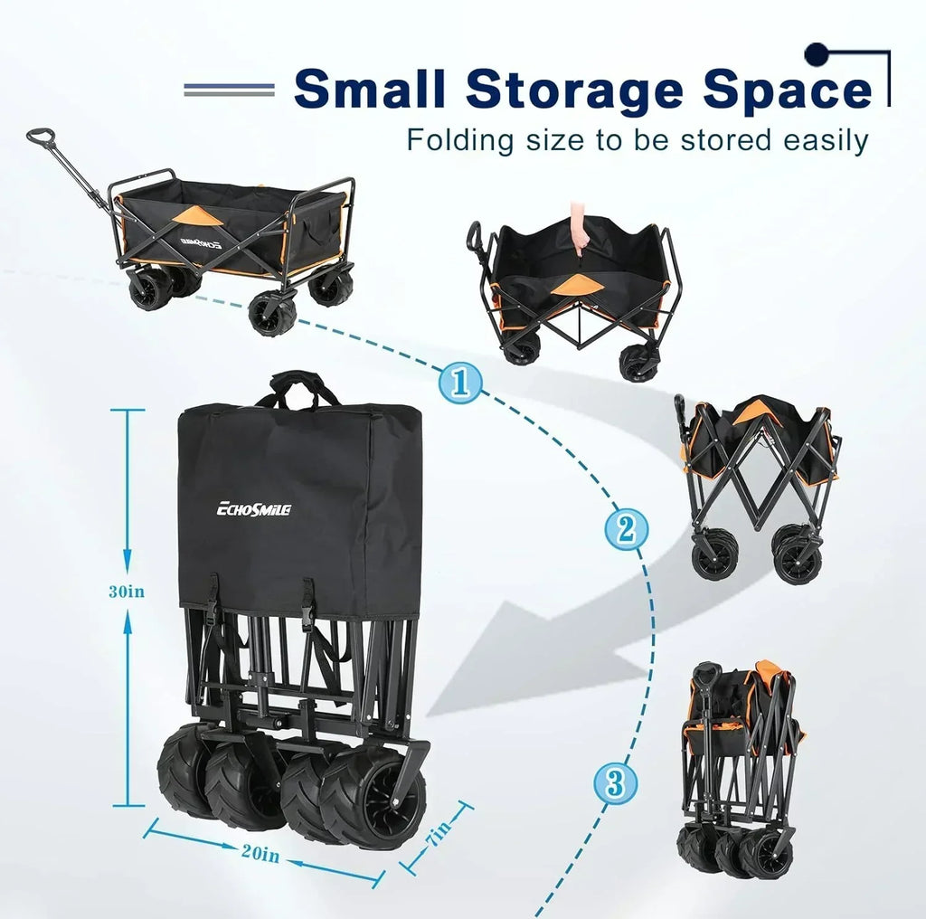 Heavy Duty 350 lb Capacity Foldable Caravan Outdoor Folding Camping Caravan Portable Grocery Cart wourant