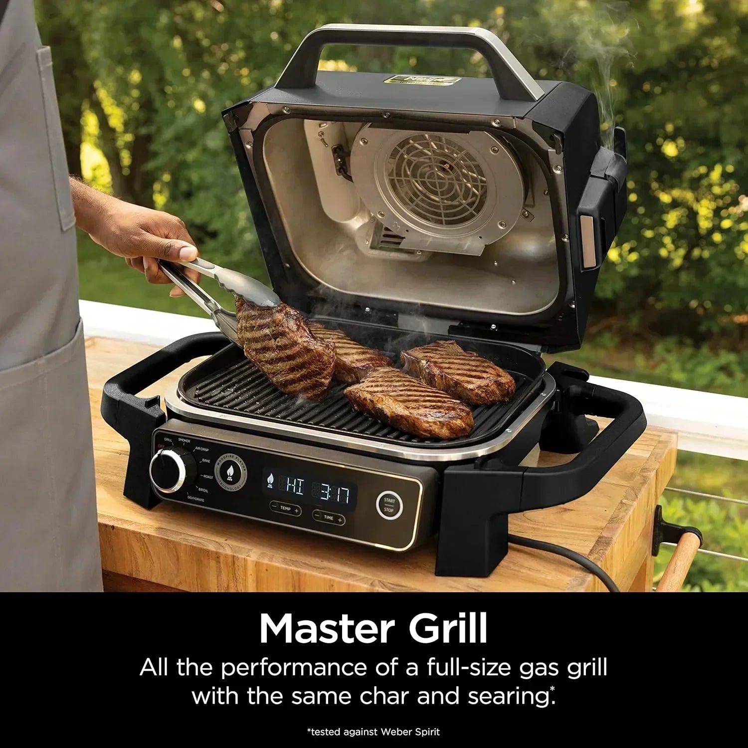 OG751 Woodfire Pro Outdoor Grill Built-In Thermometer 7-in-1 Master Grill BBQ Smoker Air Fryer wourant