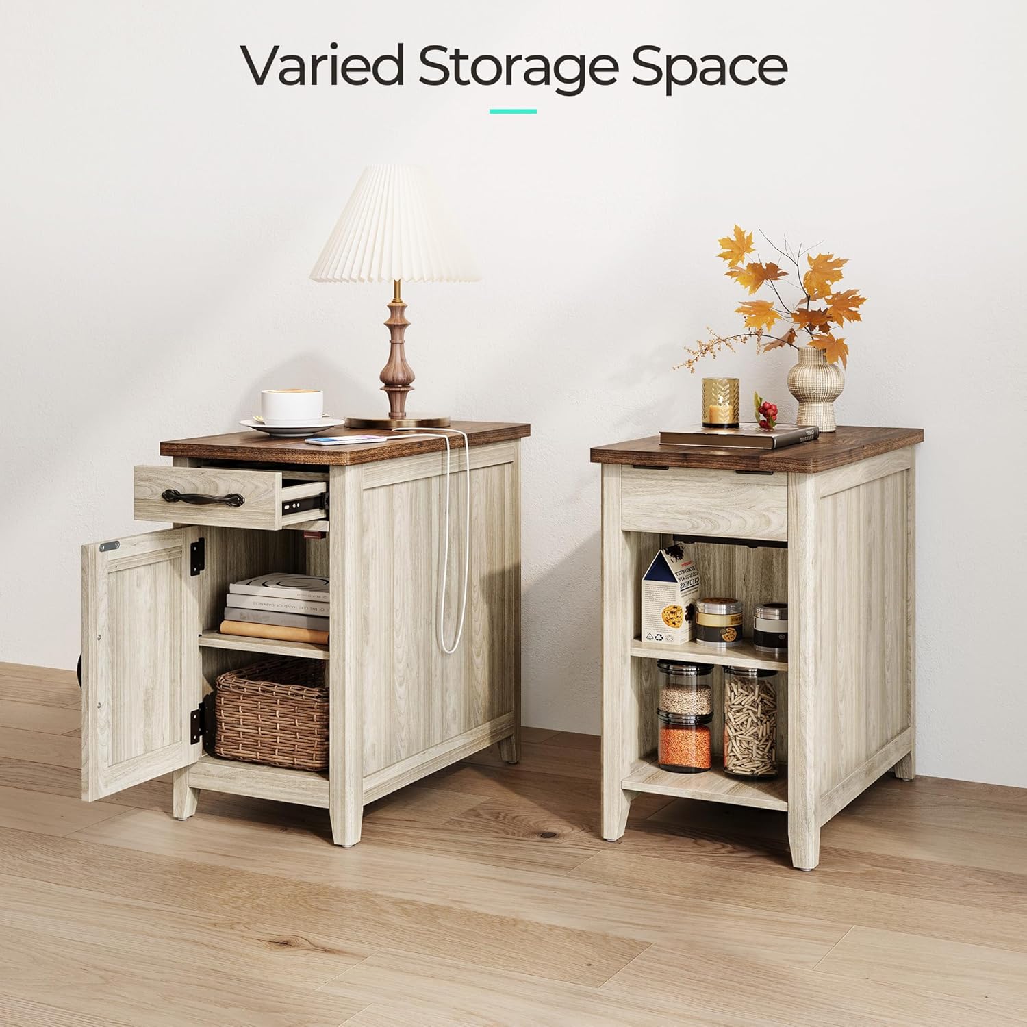 Farmhouse End Table Narrow Side Table Small Nightstand wourant