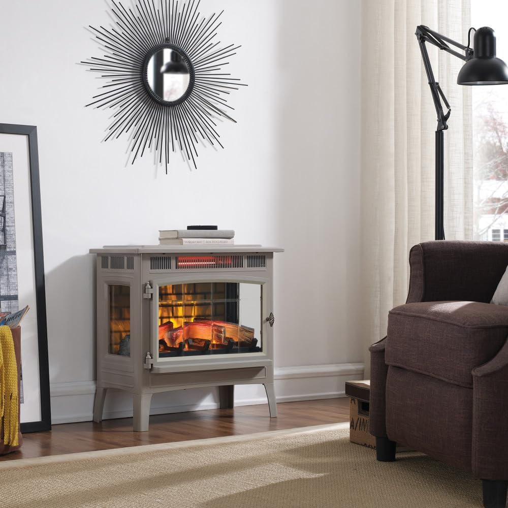 Freestanding Electric Fireplace Stove Heater with 3D Flame Effect for 1000 Sq. Ft wourant