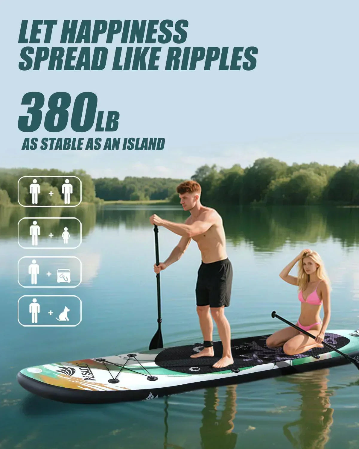 Inflatable wide SUP board with SUP carrying bag hand pump 10L waterproof bag wourant