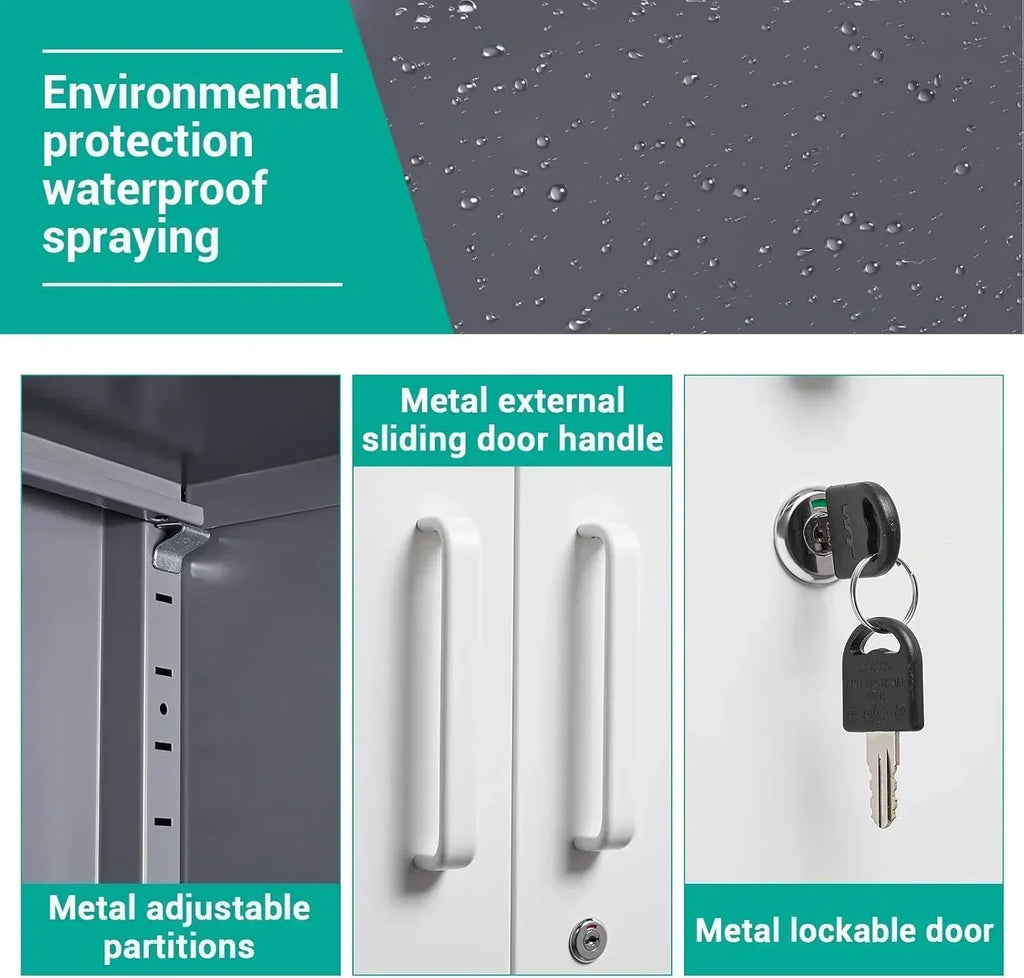 Metal Storage Cabinet with 2 Doors and 6 Shelves Black Metal Cabinet Garage Storage Cabinet wourant